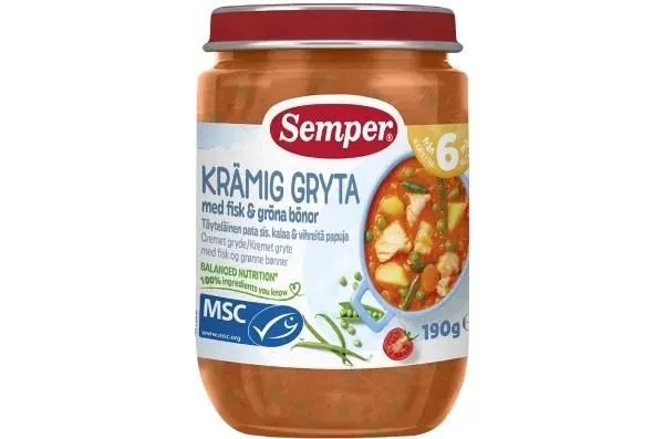 Semper Creamy Fish & Green Bean Stew 6M 190g