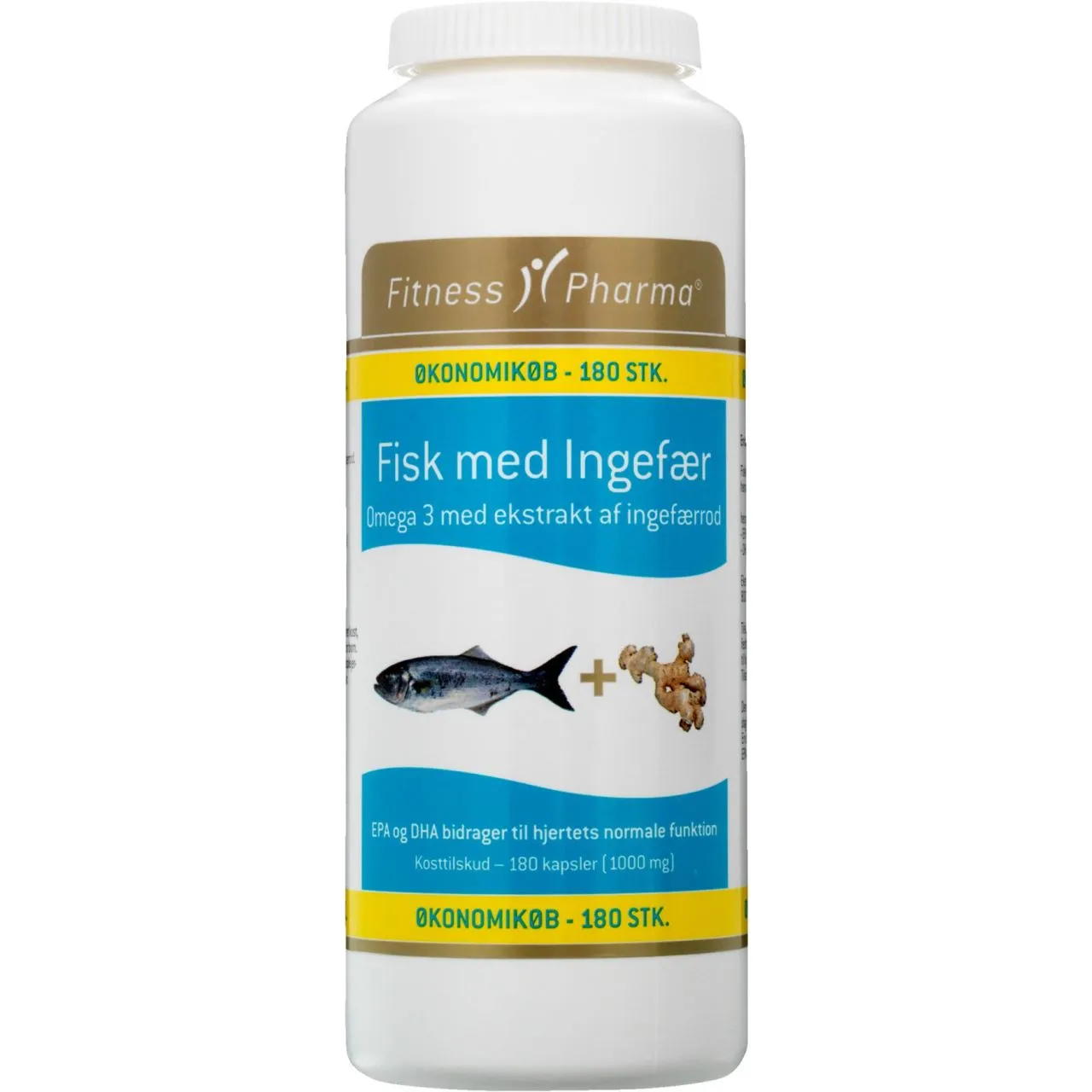 Fitness Pharma Fiskeolie & Ingefær / Omega-3 acids & Ginger 180 pcs.