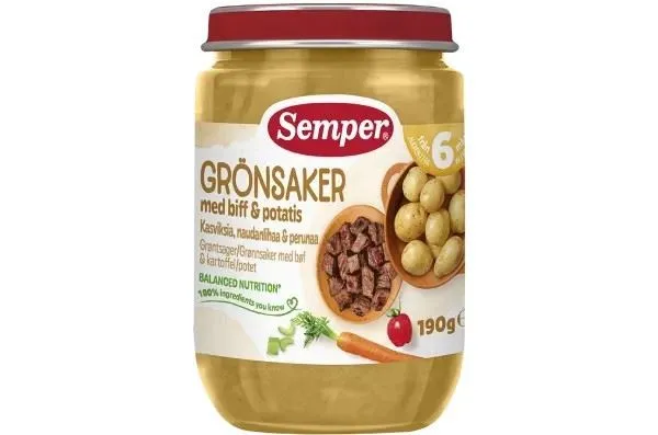Semper Vegetables, Beef & Potatoes 6M 190g
